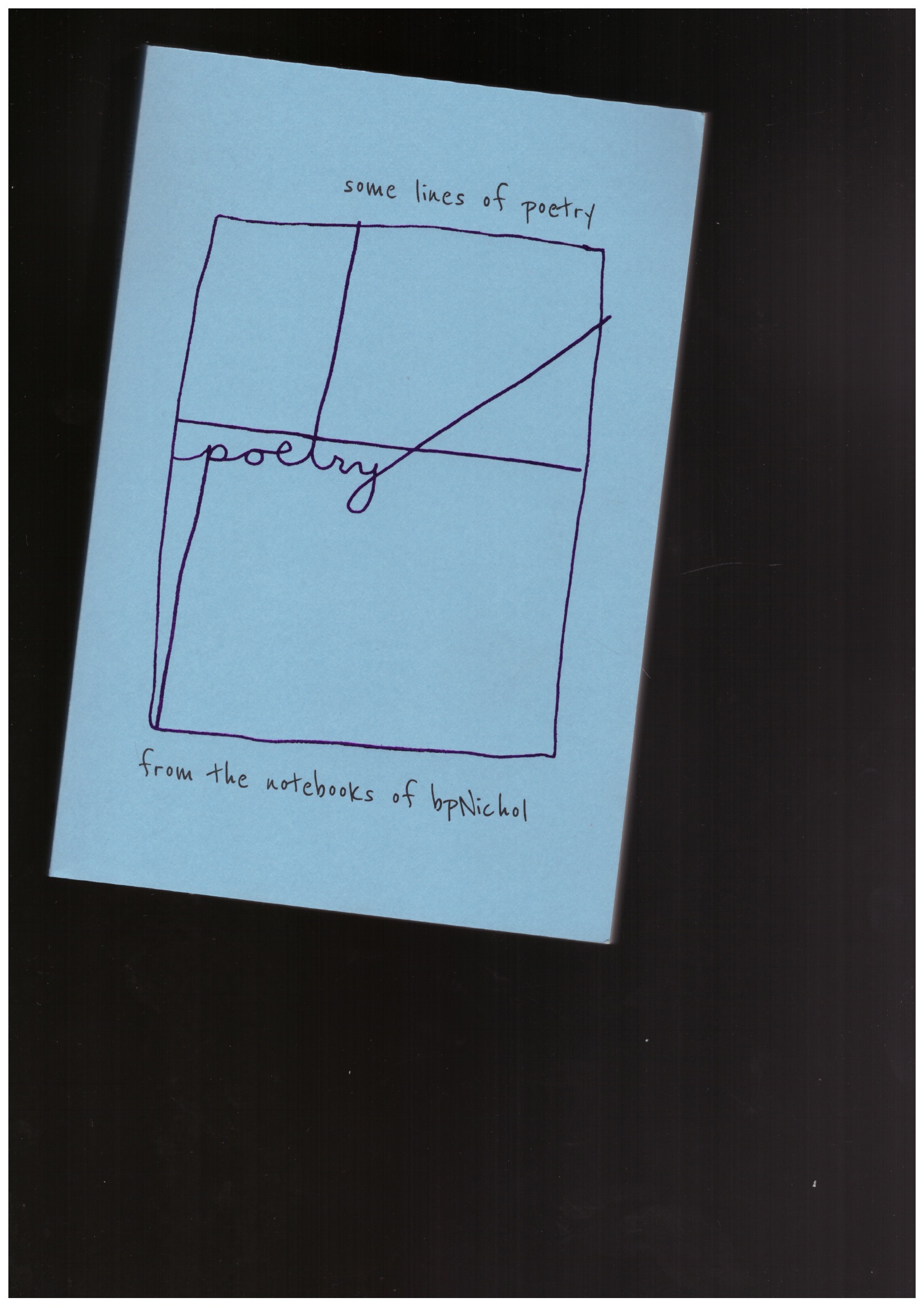 NICHOL, bp - Some Lines of Poetry. From the Notebooks of bpNichol